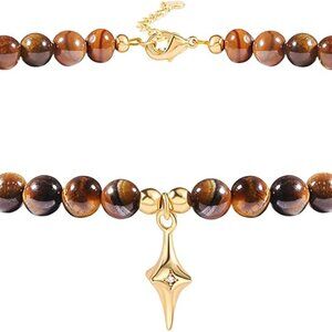 Turquoise Beaded Choker Necklace Chakra Stone Necklace Adjustable